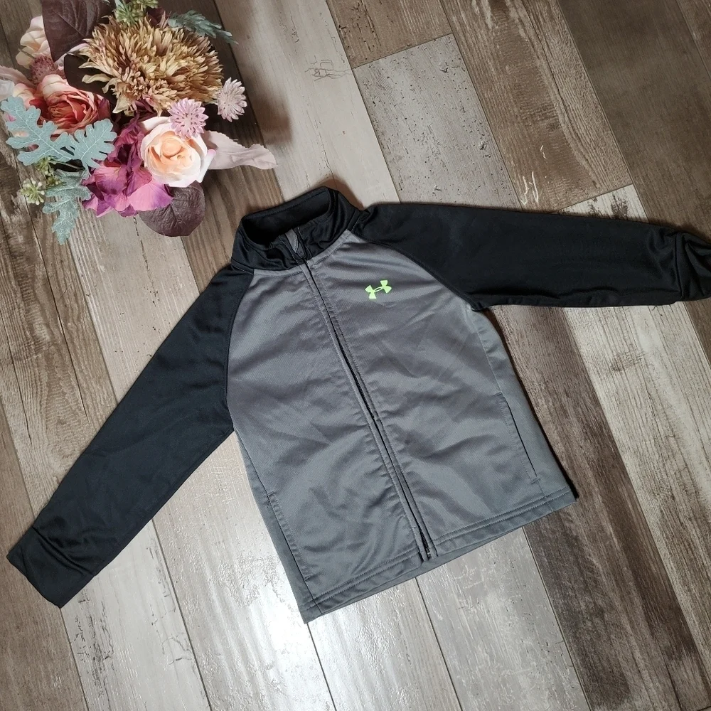 Under Armour Toddler Boy Lightweight Zip-Up Jacket Size 3T Black Gray EUC